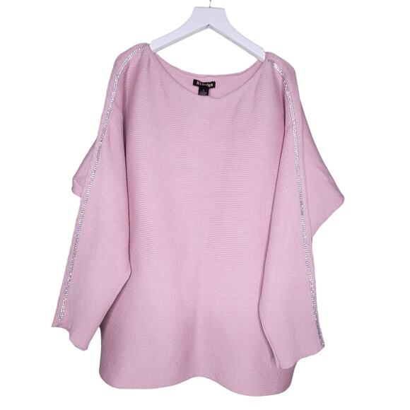 By Design‎ Sweater Women XL Mauve Pink Dolman Pullover Rhinestone Embellished - Picture 1 of 8